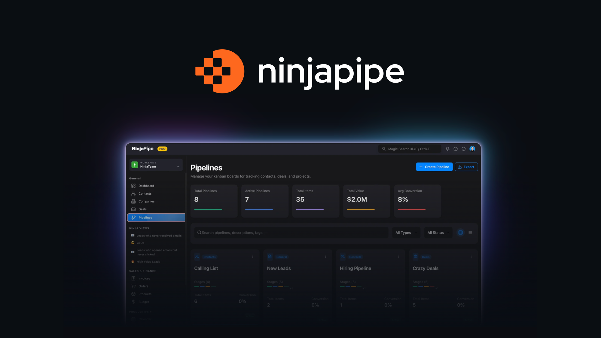 NinjaPipe - AI-powered CRM and sales software